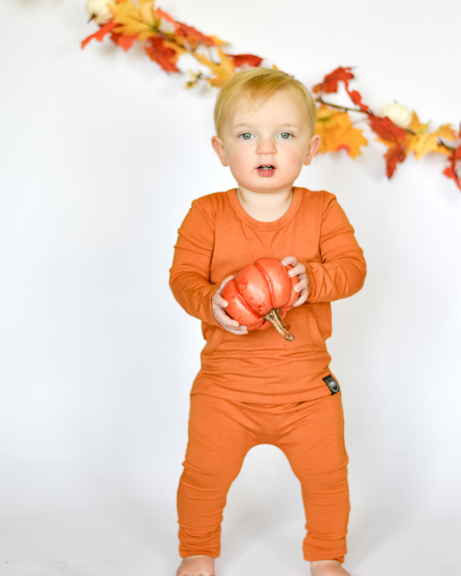 Front Opening Romper in Yams | Bamboo Viscose