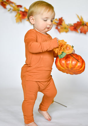 Front Opening Romper in Yams | Bamboo Viscose