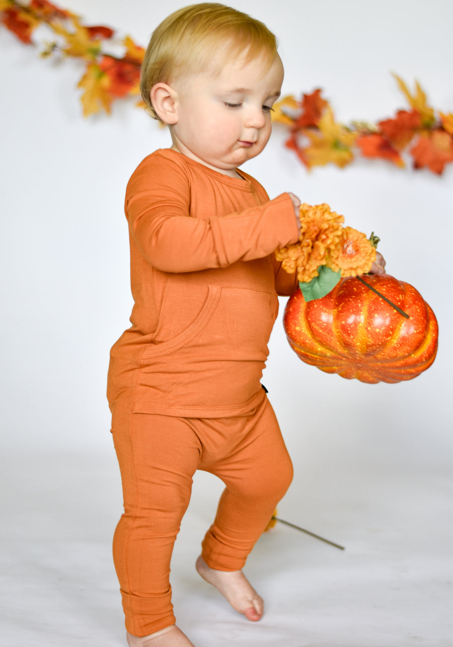 Front Opening Romper in Yams | Bamboo Viscose