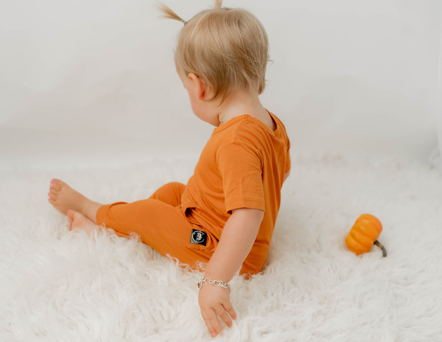 Front Opening Shortie Romper in Yams | Bamboo Viscose