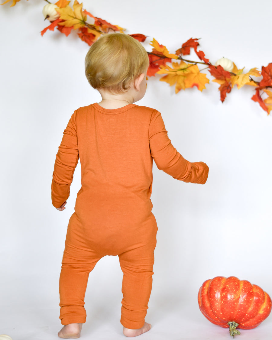 Front Opening Romper in Yams | Bamboo Viscose