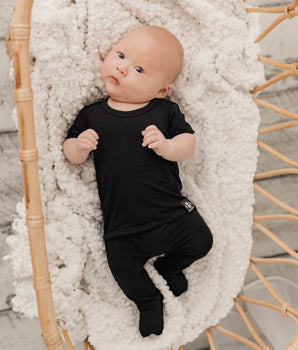 Front Opening Romper in Jet Black