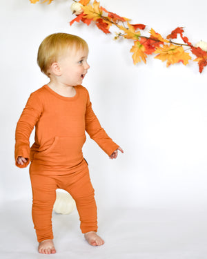 Front Opening Romper in Yams | Bamboo Viscose