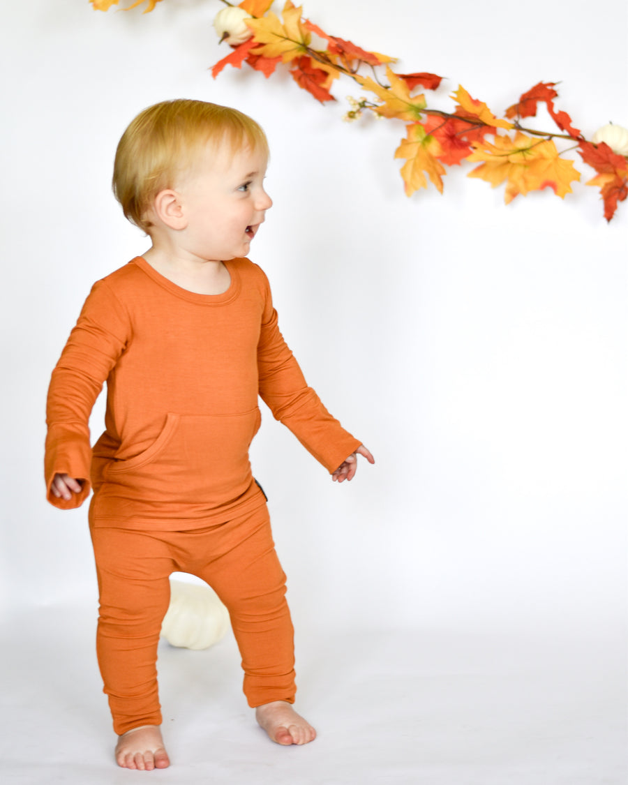 Front Opening Romper in Yams | Bamboo Viscose