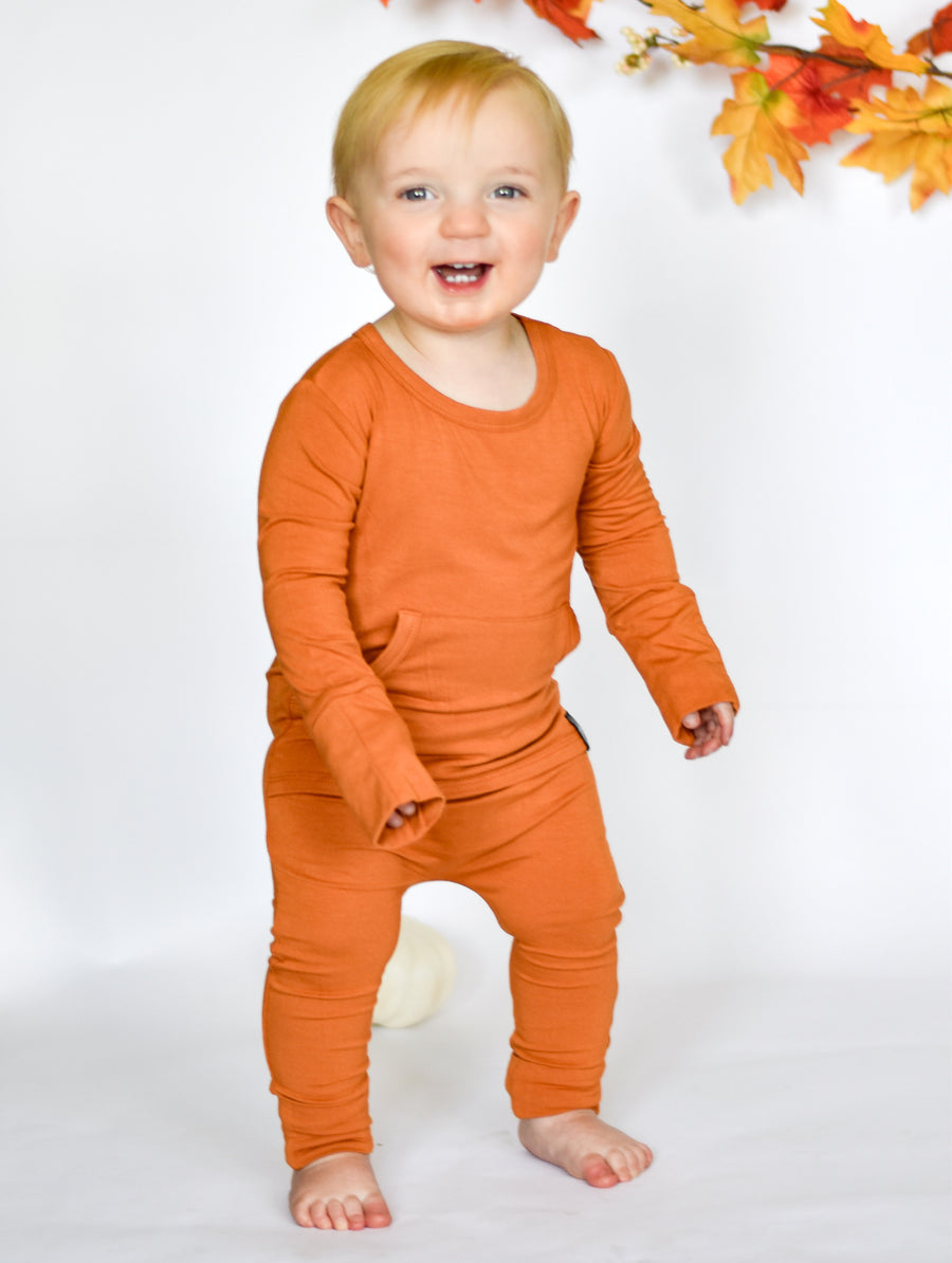 Front Opening Romper in Yams | Bamboo Viscose