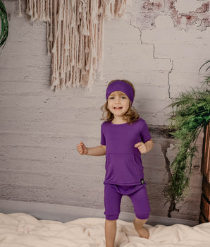 Change-A-Roo™ Front Opening Shortie Romper in Violet
