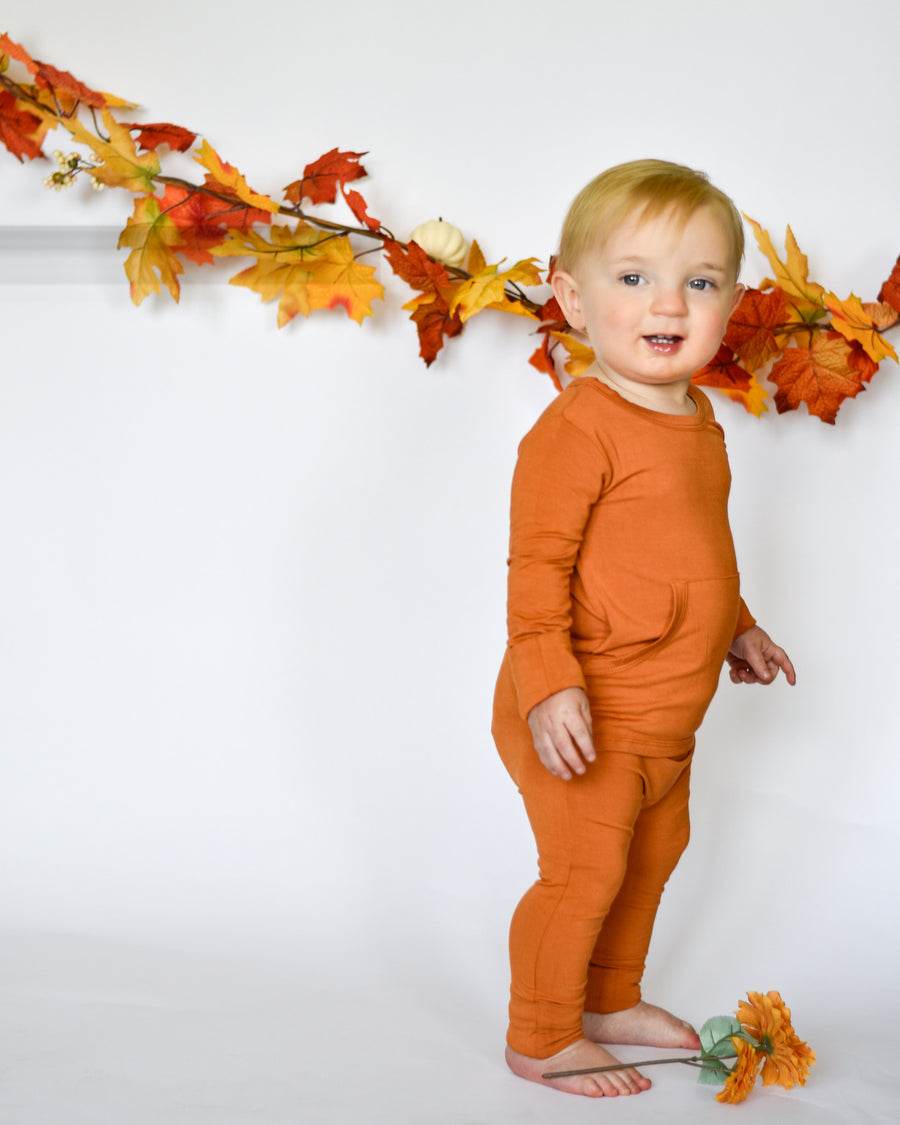 Front Opening Romper in Yams | Bamboo Viscose