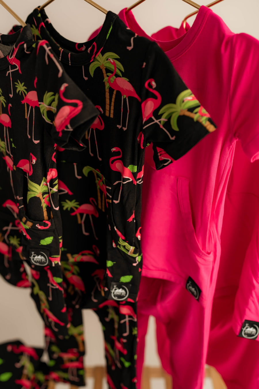 Front Opening Romper in Flamingos | Bamboo Viscose