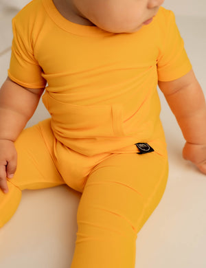 Front Opening Romper in Mango | Bamboo Viscose