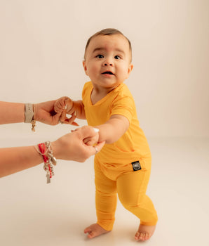 Front Opening Romper in Mango