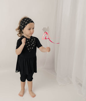 Switch-A-Roo ™ Reversible Opening Shortie Twirl Romper in Jet Black