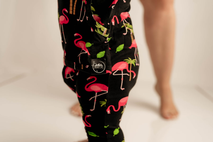 Front Opening Romper in Flamingos | Bamboo Viscose