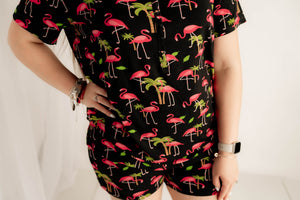 Women's 2 pc Loungewear Set in Flamingos | Bamboo Viscose