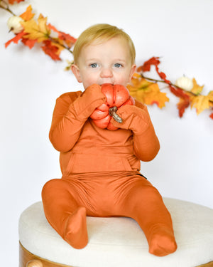 Front Opening Romper in Yams | Bamboo Viscose