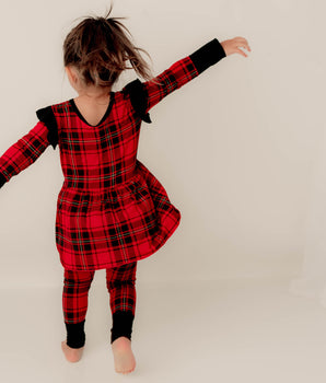 Switch-A-Roo™ Reversible Opening Twirl Romper in Tartan Plaid