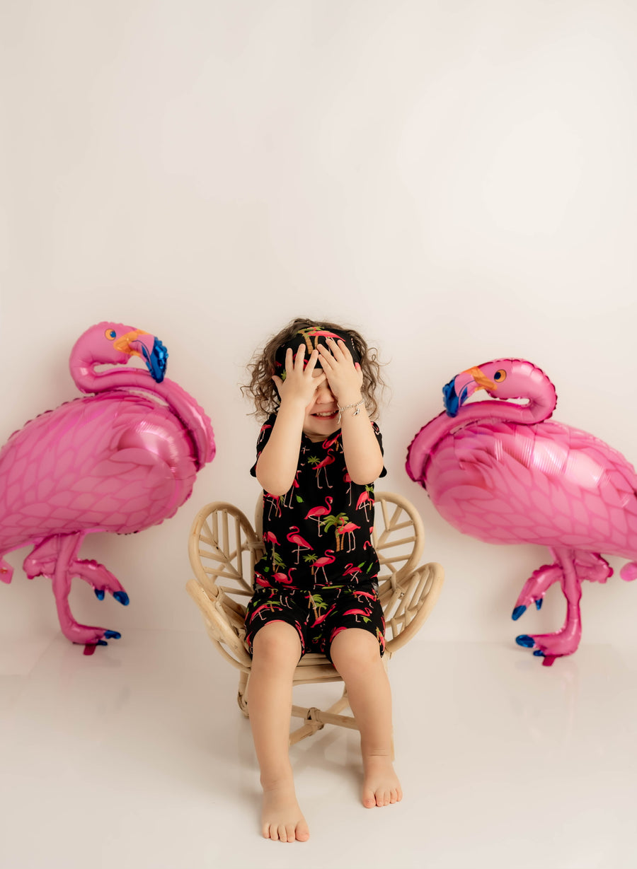 2 pc Loungewear Set in Flamingos | Bamboo Viscose