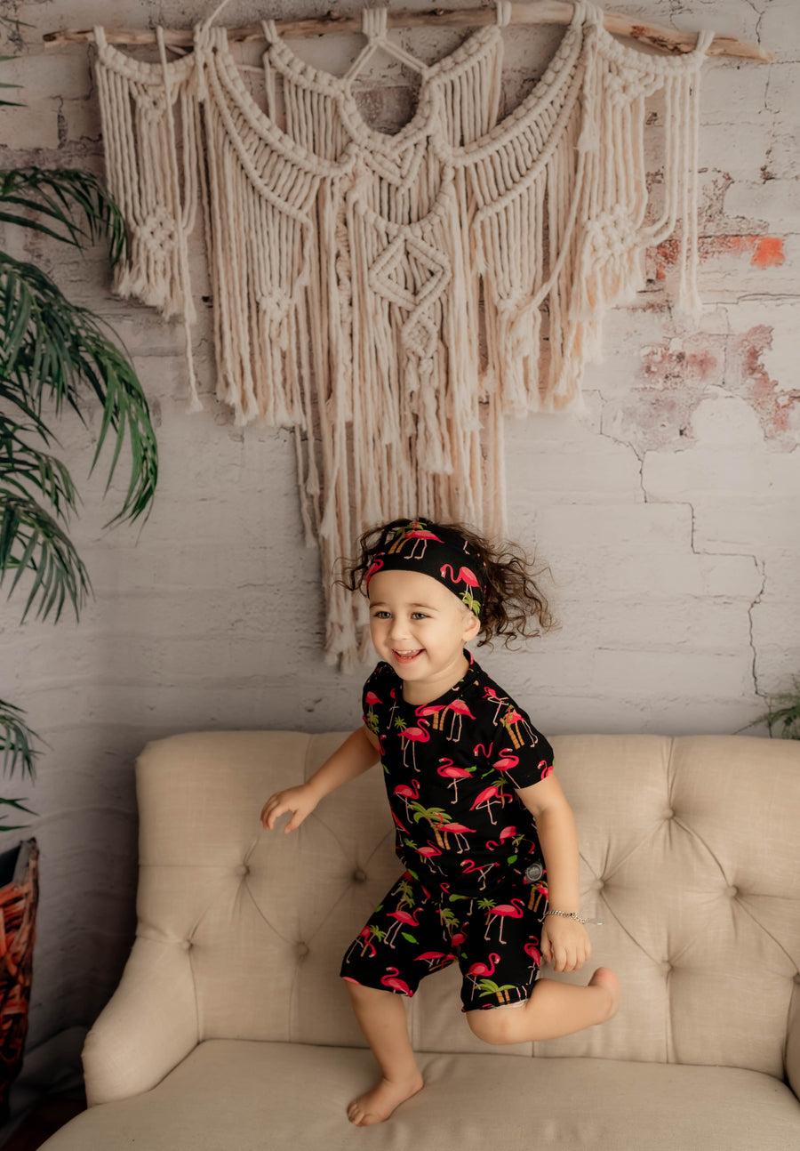 2 pc Loungewear Set in Flamingos | Bamboo Viscose