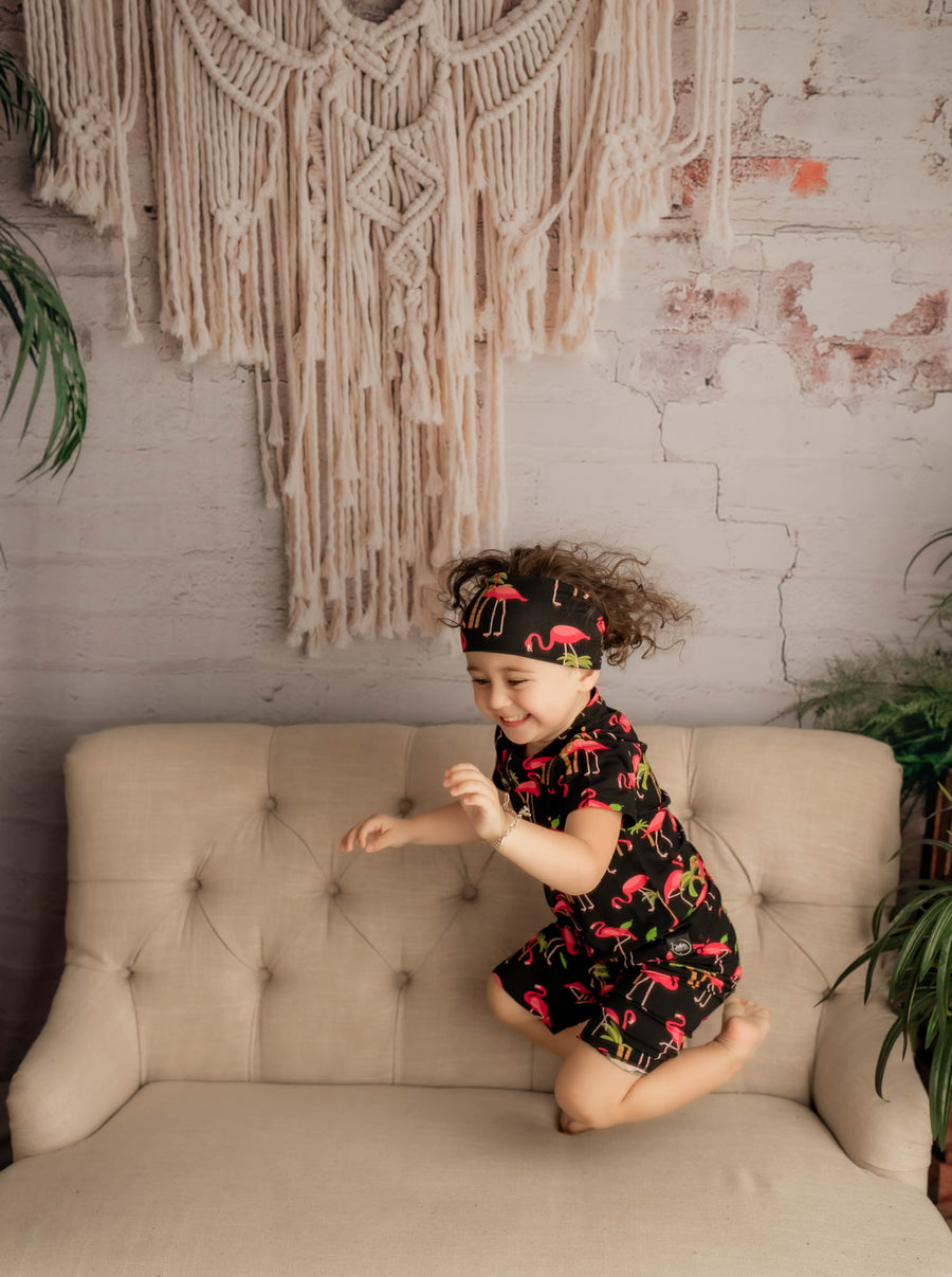 2 pc Loungewear Set in Flamingos | Bamboo Viscose