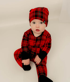 Front Opening Romper in Tartan Plaid
