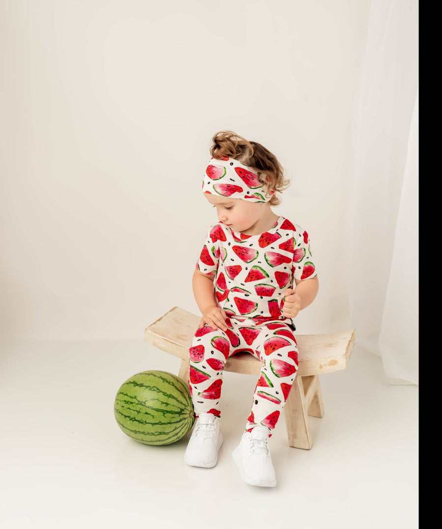 Front Opening Romper in OG Watermelons 2.0 | Bamboo Viscose