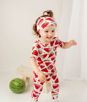 Front Opening Romper in OG Watermelons 2.0 | Bamboo Viscose