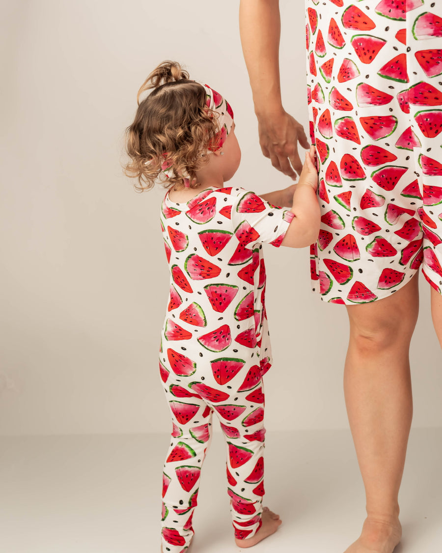 Front Opening Romper in OG Watermelons 2.0 | Bamboo Viscose