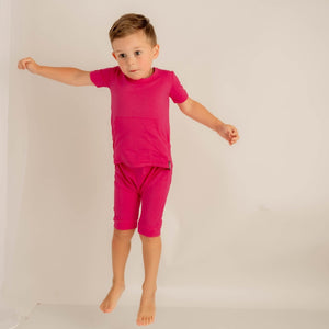 Front Opening Shortie Romper in Fuchsia | Bamboo Viscose