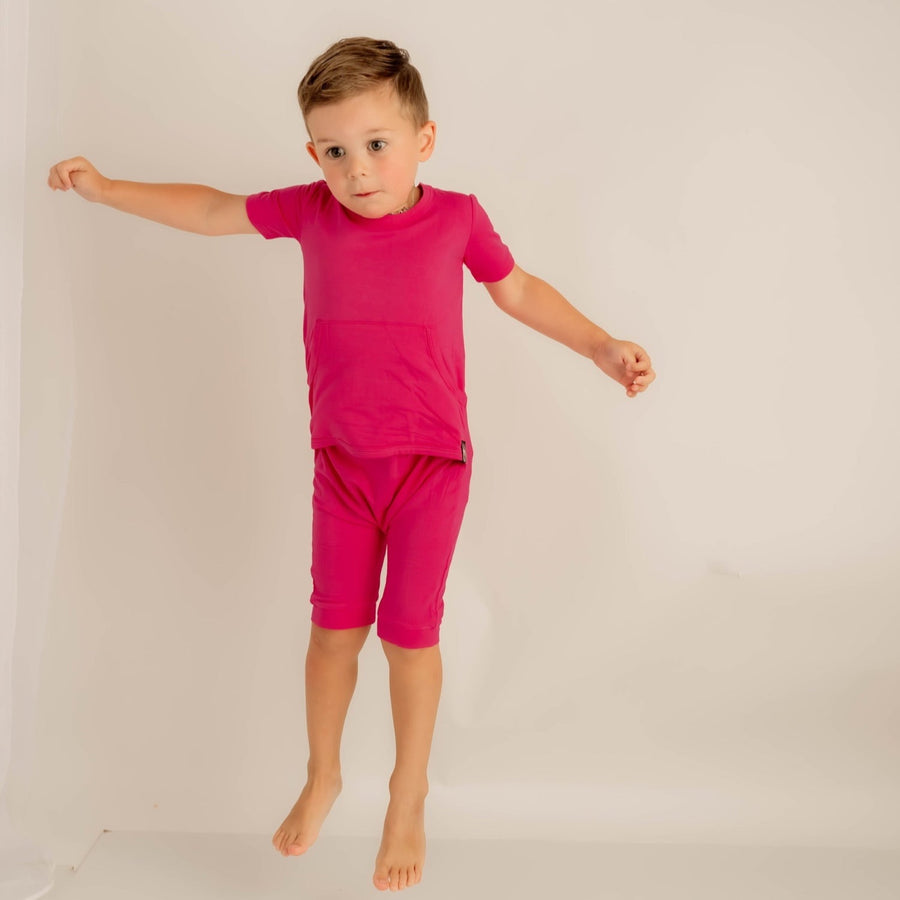 Front Opening Shortie Romper in Fuchsia | Bamboo Viscose