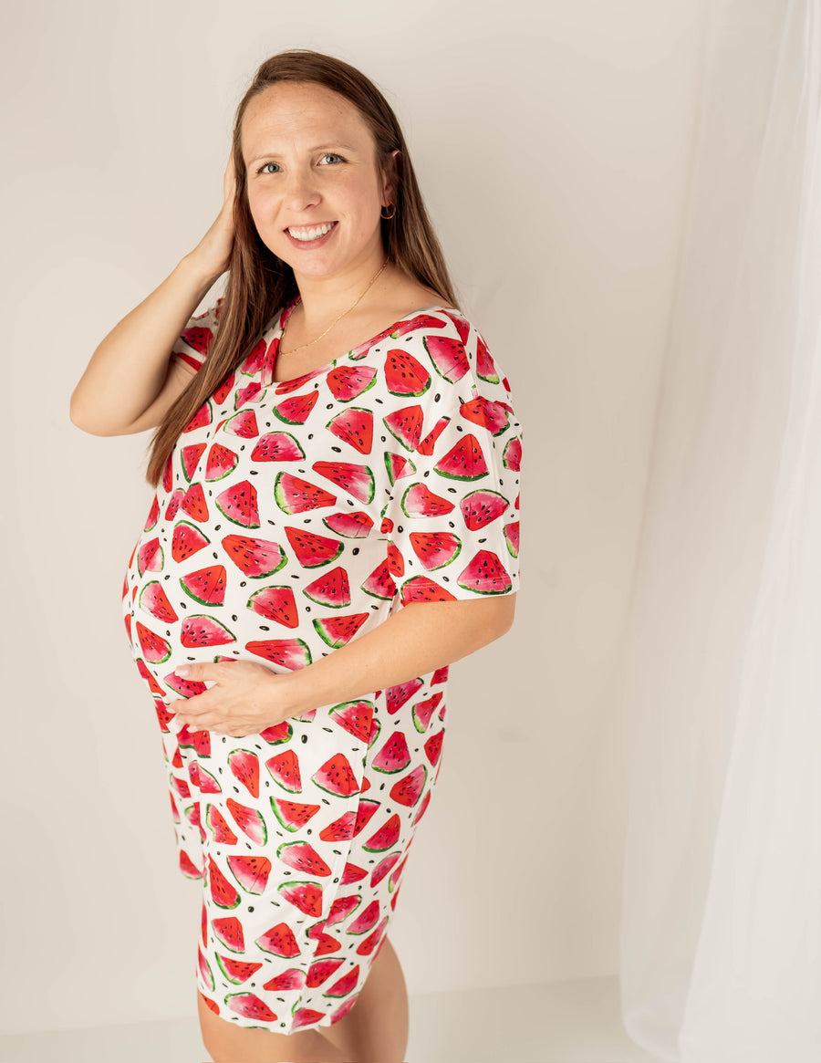 Women's One-Piece Shortie Lounger in OG Watermelons 2.0  | Bamboo Viscose