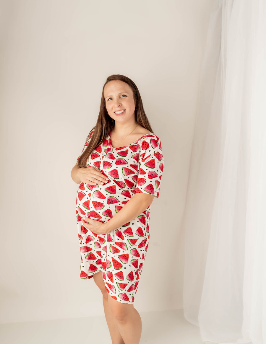 Women's One-Piece Shortie Lounger in OG Watermelons 2.0  | Bamboo Viscose