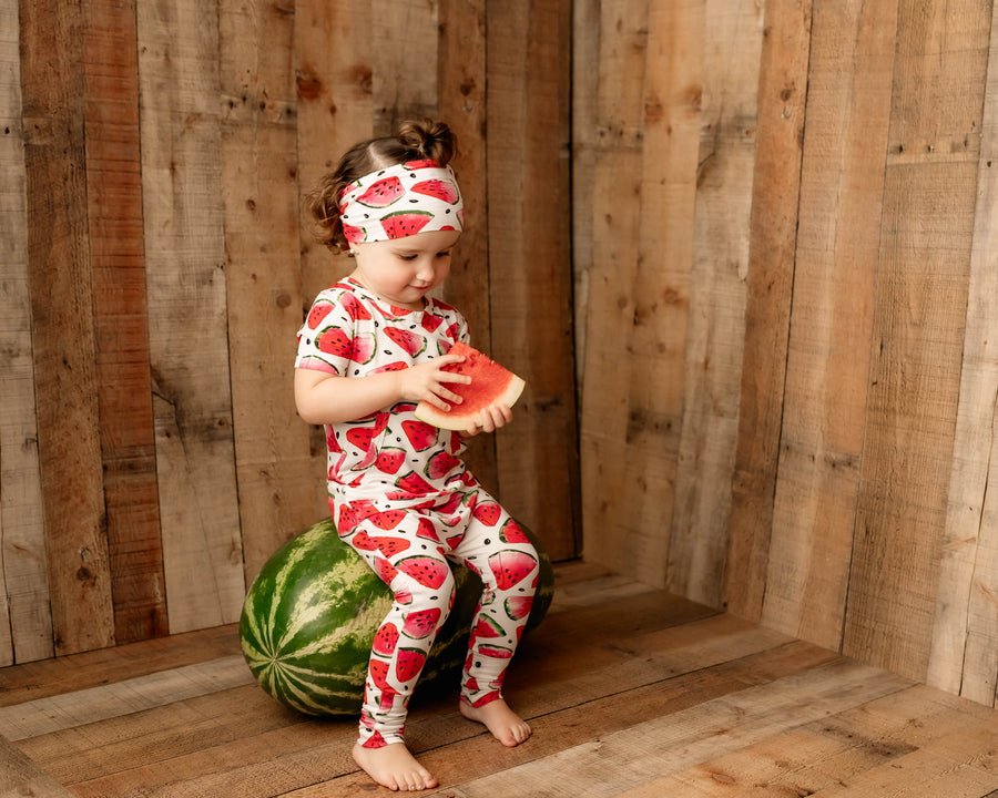 Front Opening Romper in OG Watermelons 2.0 | Bamboo Viscose