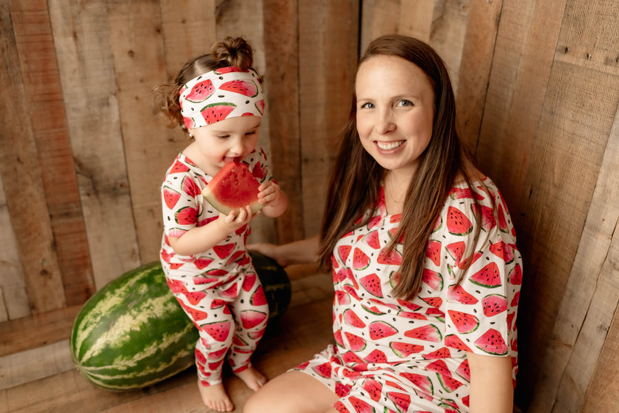 Women's One-Piece Shortie Lounger in OG Watermelons 2.0  | Bamboo Viscose