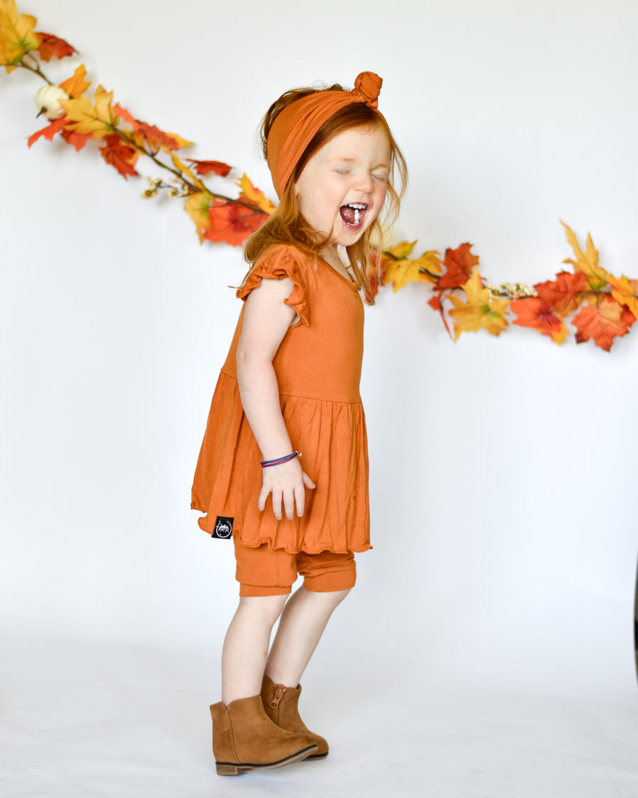 Switch-A-Roo ™ Reversible Opening Twirl Shortie Romper in Yams | Bamboo Viscose