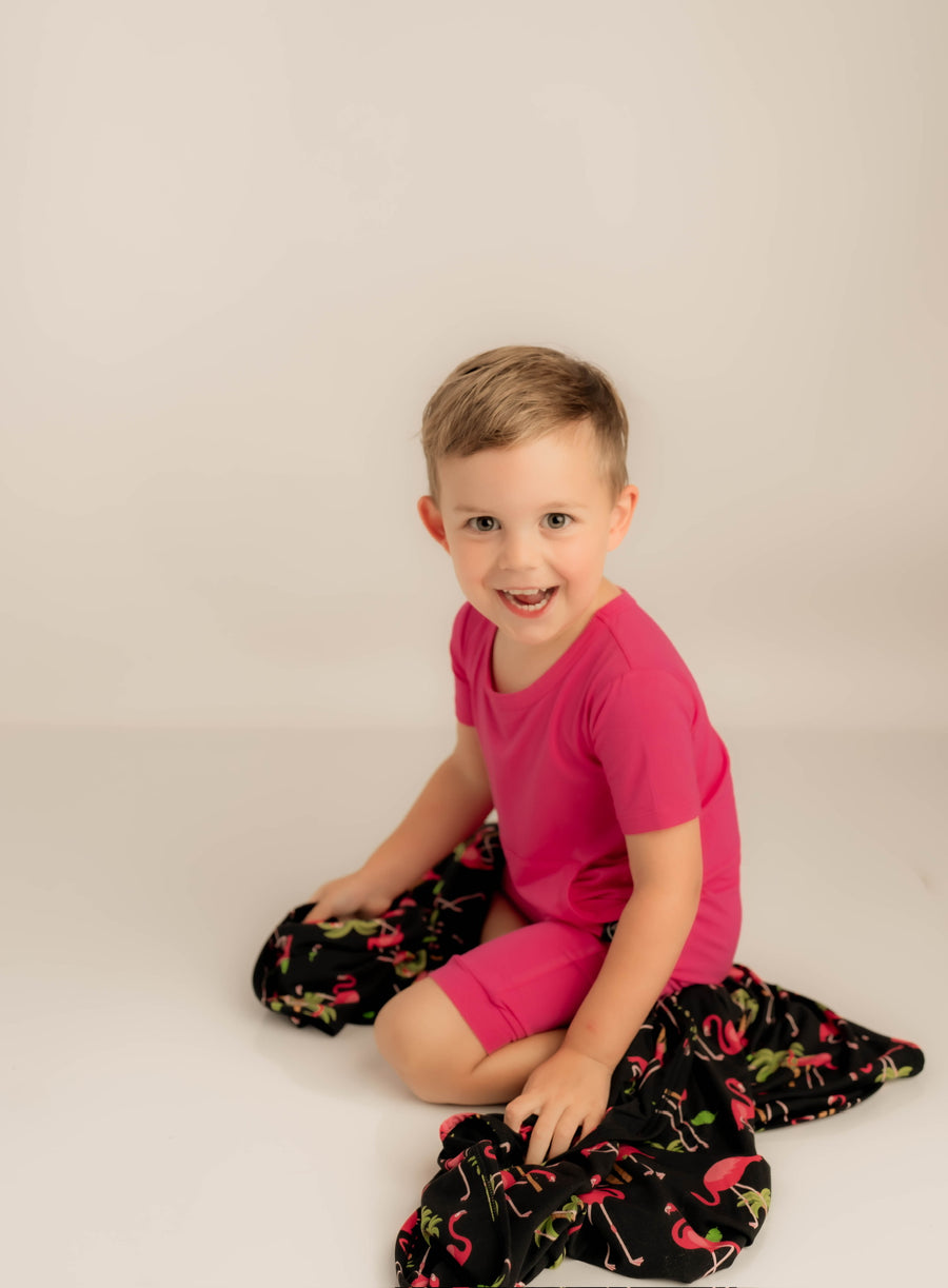 Front Opening Shortie Romper in Fuchsia | Bamboo Viscose