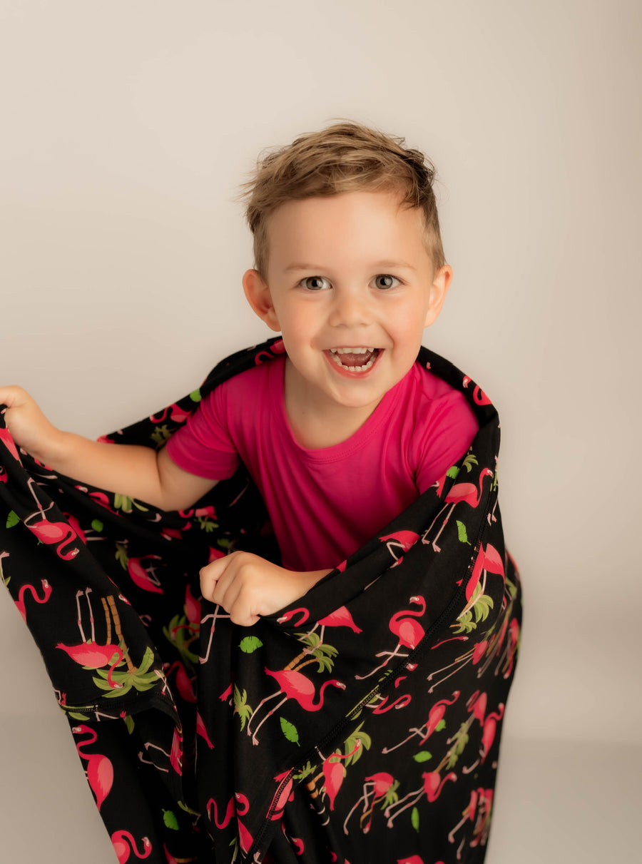 Blanket in Flamingos | Bamboo Viscose