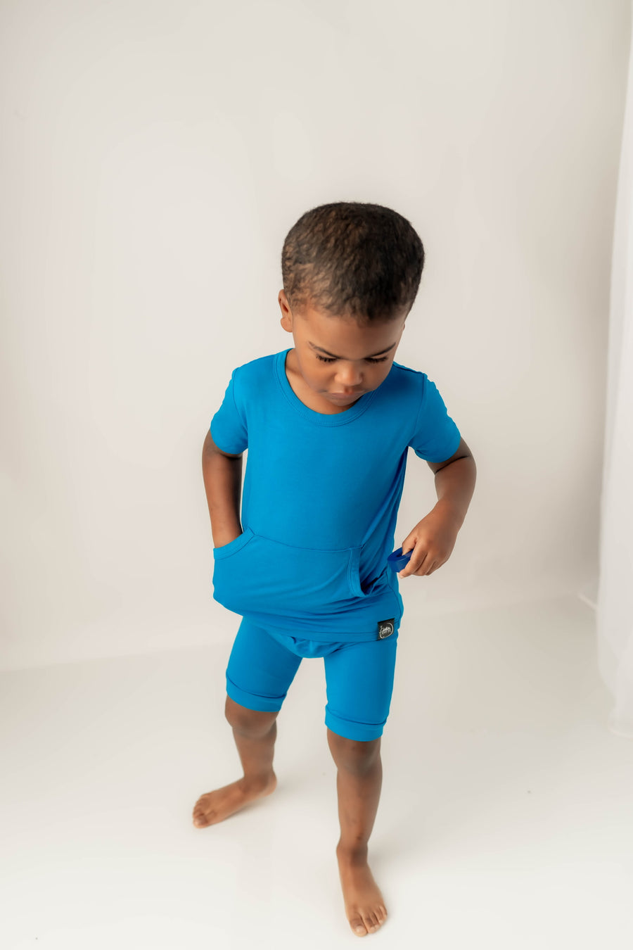 Front Opening Shortie Romper in Azure | Bamboo Viscose