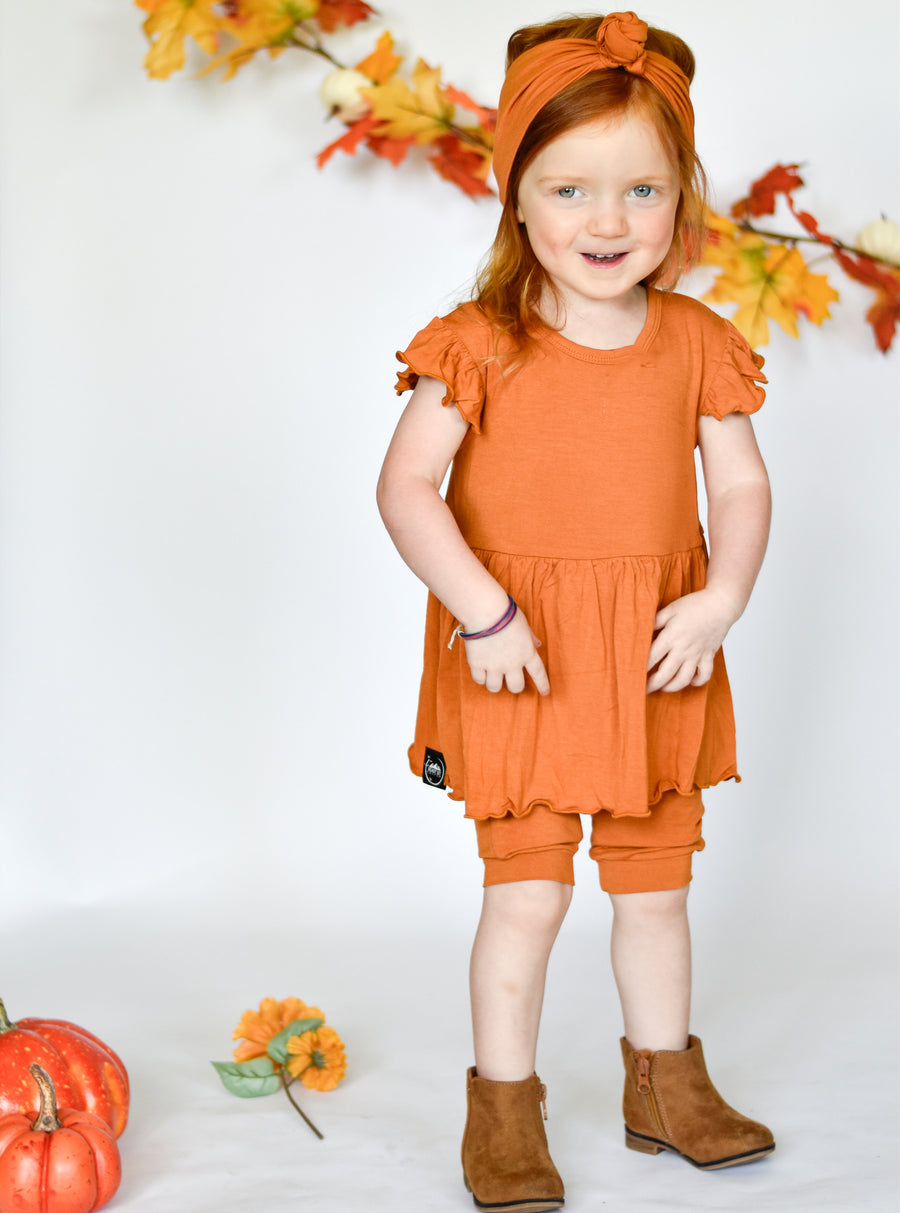 Switch-A-Roo ™ Reversible Opening Twirl Shortie Romper in Yams | Bamboo Viscose