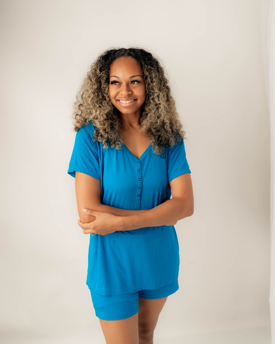 Women’s 2 pc Loungewear Set in Azure | Bamboo Viscose