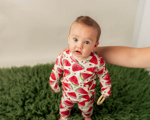 Front Opening Romper in OG Watermelons 2.0 | Bamboo Viscose