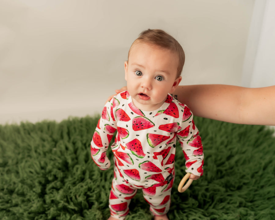 Front Opening Romper in OG Watermelons 2.0 | Bamboo Viscose