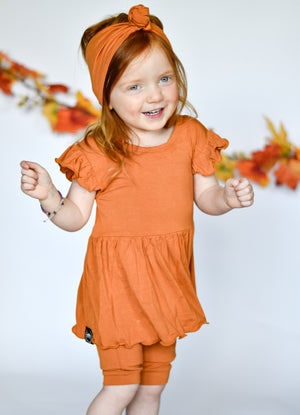 Switch-A-Roo ™ Reversible Opening Twirl Shortie Romper in Yams | Bamboo Viscose