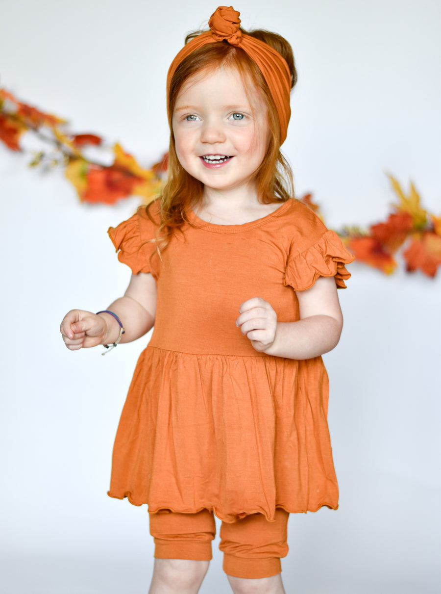 Switch-A-Roo ™ Reversible Opening Twirl Shortie Romper in Yams | Bamboo Viscose