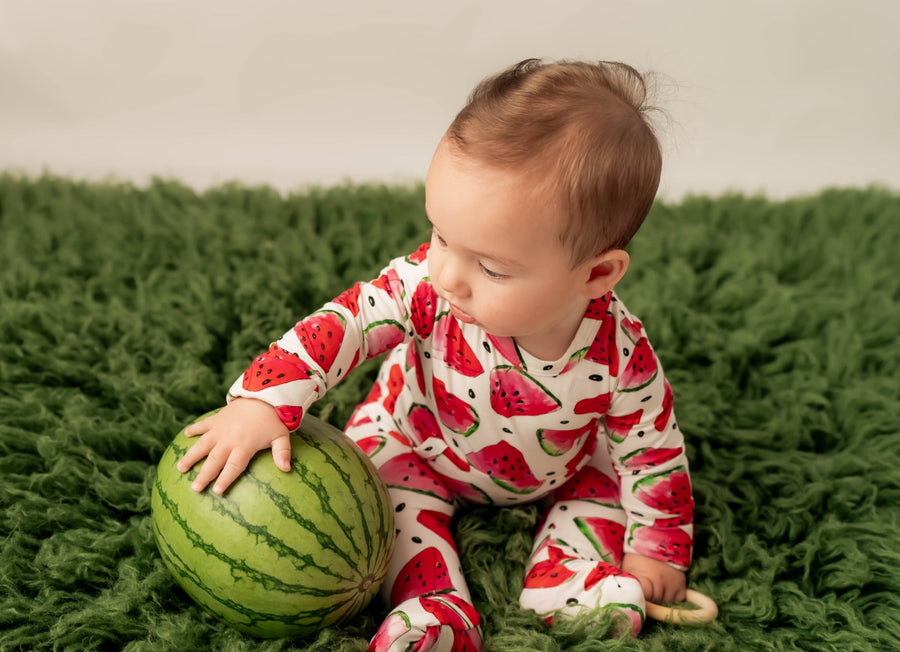 Front Opening Romper in OG Watermelons 2.0 | Bamboo Viscose