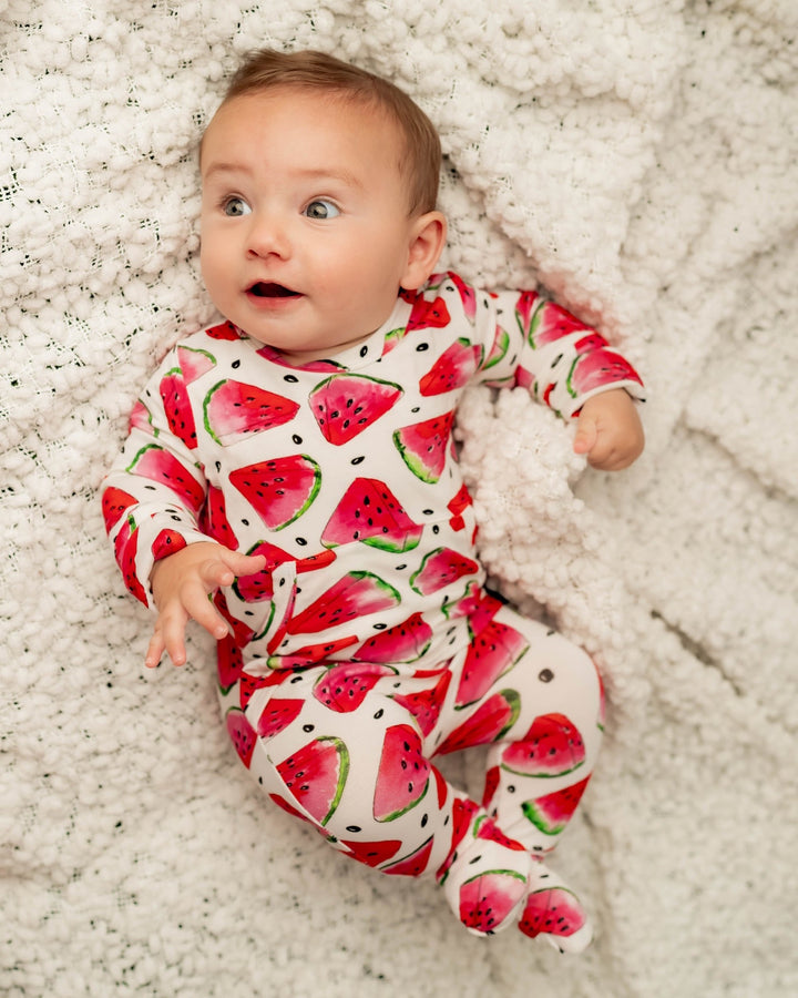 Front Opening Romper in OG Watermelons 2.0 | Bamboo Viscose