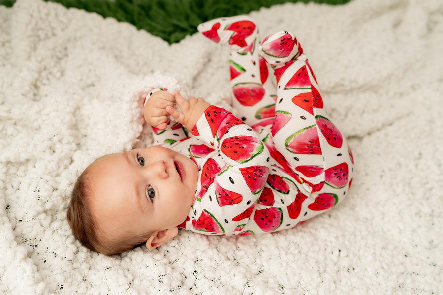 Front Opening Romper in OG Watermelons 2.0 | Bamboo Viscose
