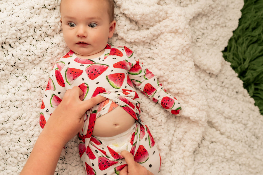 Front Opening Romper in OG Watermelons 2.0 | Bamboo Viscose