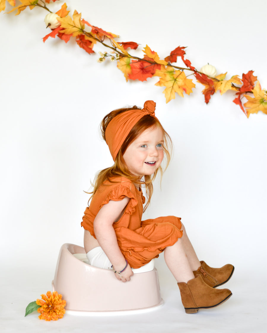 Switch-A-Roo ™ Reversible Opening Twirl Shortie Romper in Yams | Bamboo Viscose