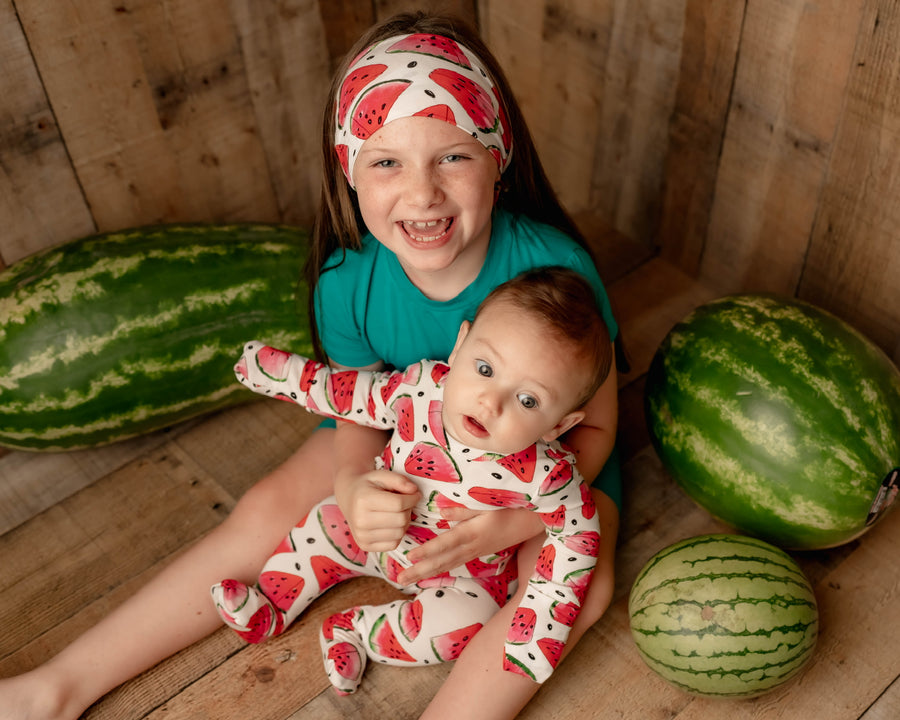 Front Opening Romper in OG Watermelons 2.0 | Bamboo Viscose
