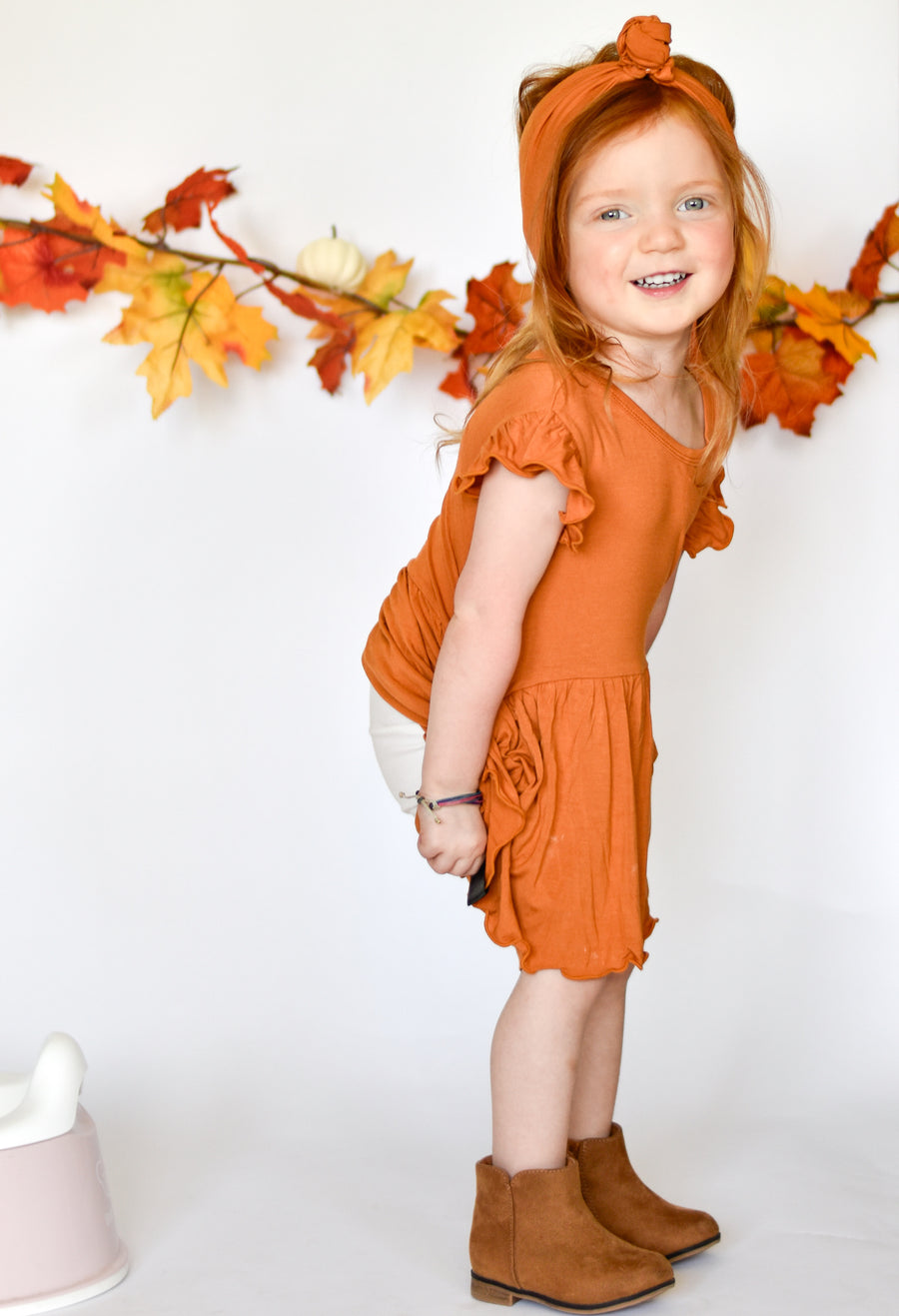 Switch-A-Roo ™ Reversible Opening Twirl Shortie Romper in Yams | Bamboo Viscose