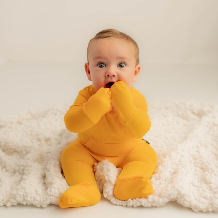 Front Opening Romper in Mango | Bamboo Viscose